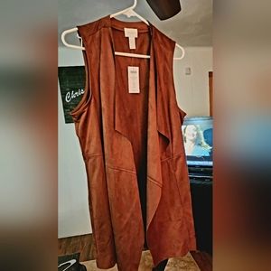 Brand new, never worn Chico's faux suede leather vest. Size 2 petite. Warm Cocoa